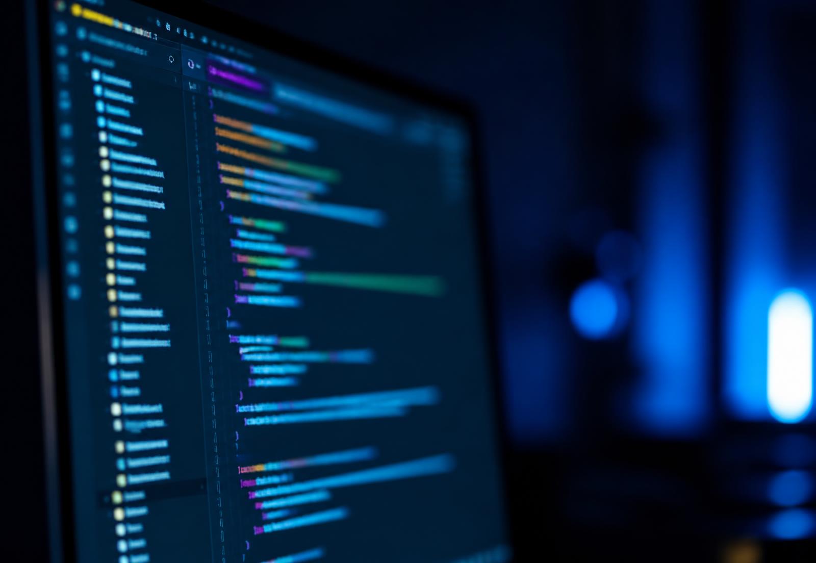 Application source code on a monitor during a development session